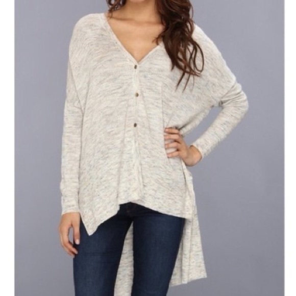 Free People Beige Heathered V-Neck Cardigan Sweater - Picture 7 of 7